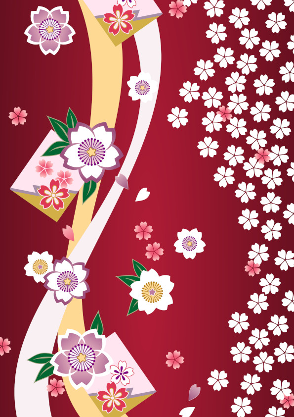 Motifs de tissus de kimono rouge